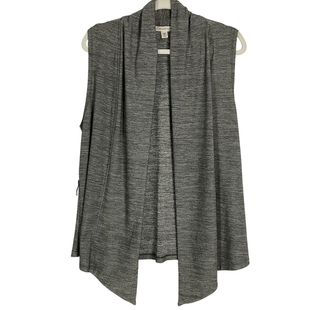 Coldwater Creek Cardigan Vest Gray Metallic Sleeveless Open Size L (14/16)